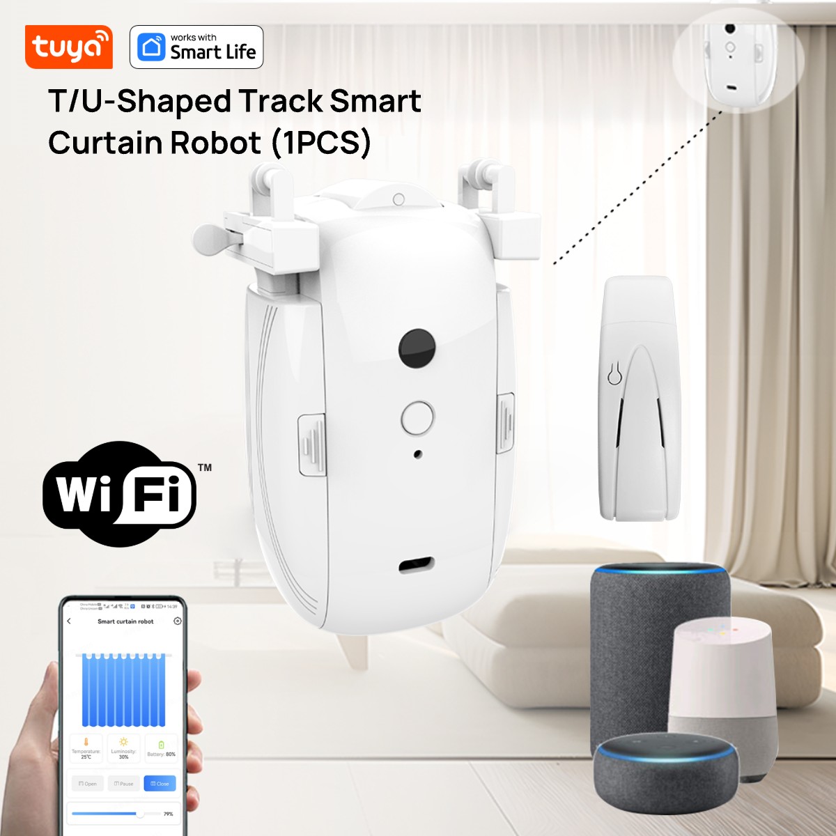 Smart Home Zentrale - Tuya Smart WiFi-gordijnrobot (1 stuks met