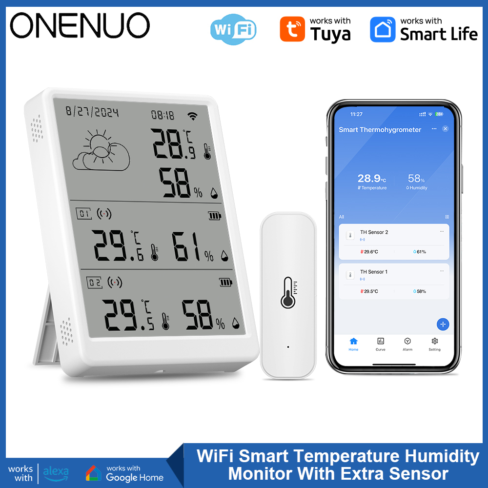 Smart Home Kits - Tuya WiFi-weerstation Temperatuursensor Slimme thermohygrometerkit Wi-Fi-gateway