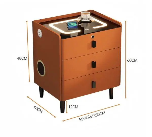 Smart Home Or Smart Home - Modern zwart draadloos oplaadbaar nachtkastje met