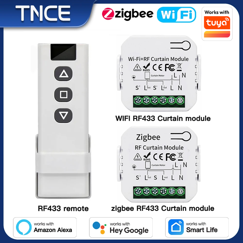 Smart Home Blinds - TNCE Tuya Gordijnschakelaarmodule WiFi Zigbee RF433MHz,