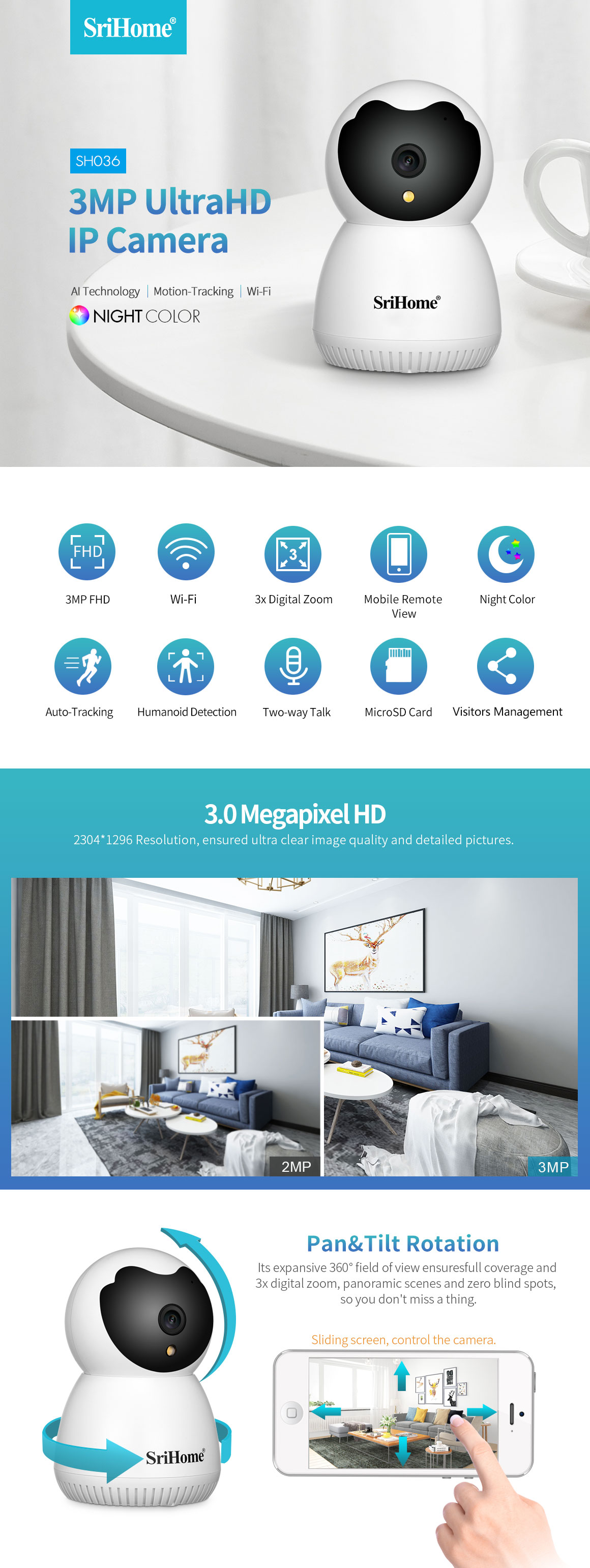 Srihome APP 3MP 1296P Full Col - Smart Home Windows App recensie en prijs