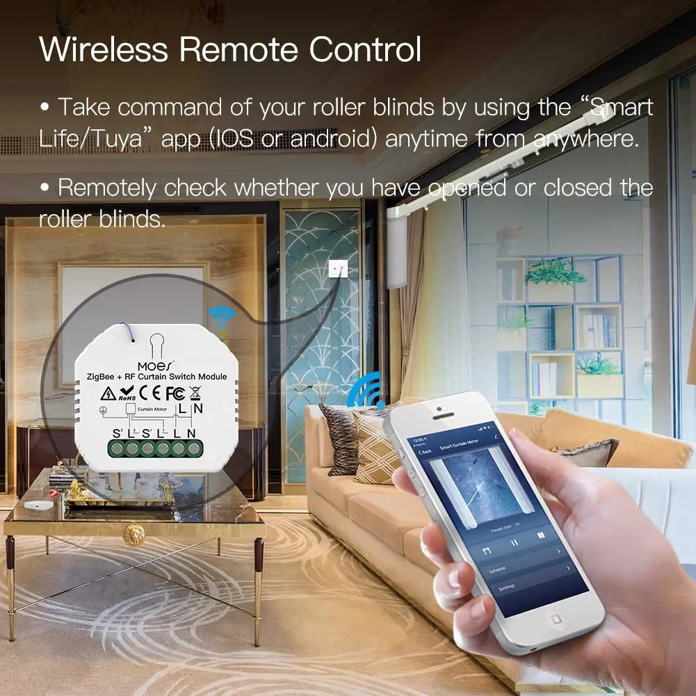 MOES ZigBee Smart RF433 Gordij - Smart Home Blinds recensie en prijs